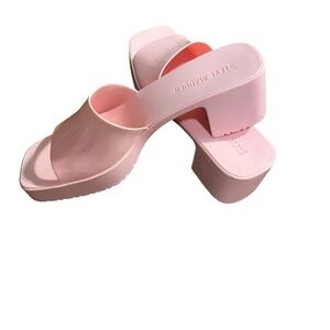 Y2K Barbiecore Pink Platform Mules Chunky Heel Slide Sandals Size 8